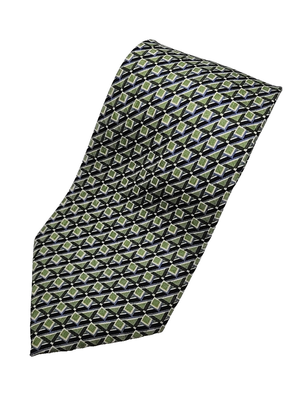 Carlos Devenezia Green Geometric Silk Necktie - Like New